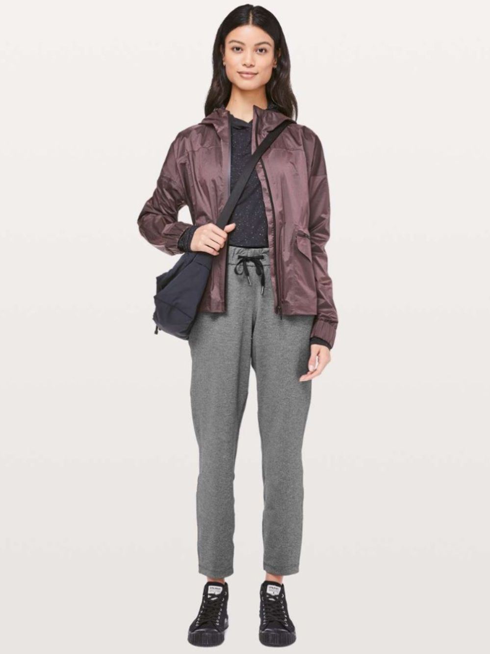 lululemon athletica Tapered-Leg Heathered Gray Black Smooth Stretch Pant 4